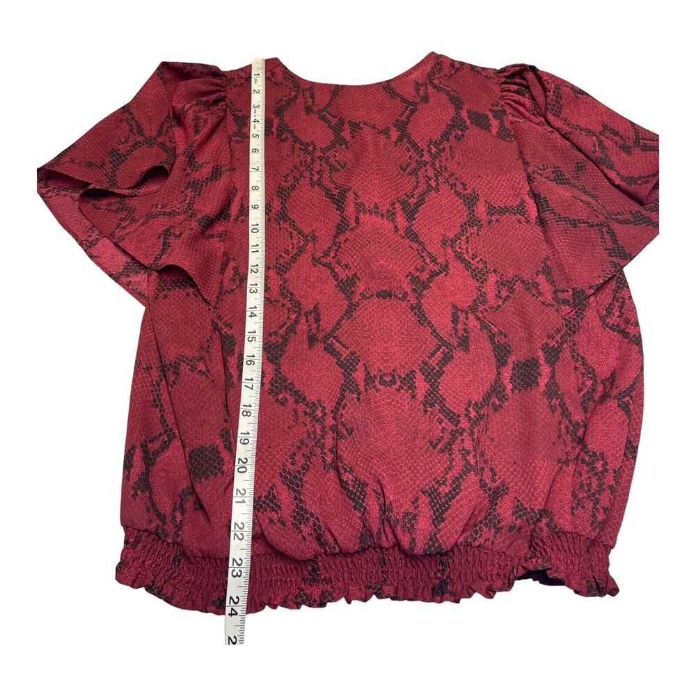 Banana Republic Blouse Top Women's Medium Red Snakeskin Dolman Sleeve Pullover - Picture 5 of 6